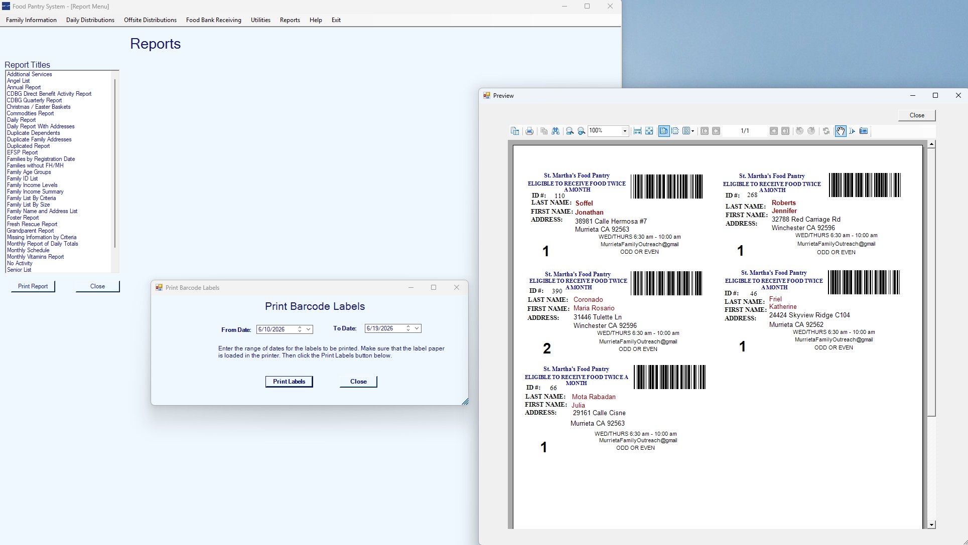 Barcode ID card printing screen